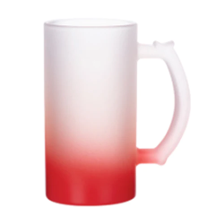 16oz Frosted Glass 'Trigger' Stein - RED