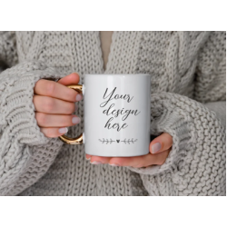 Create your own Ceramic Mug with Silver/Gold Handle.
