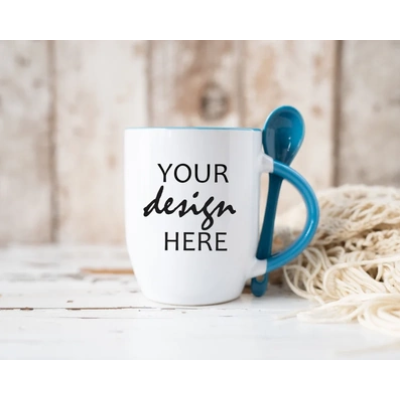 Create your own Ceramic Two Tone with Spoon Mug.