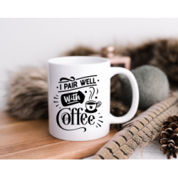 'I pair well with coffee' mug