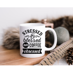 'stressed blessed and coffee' mug