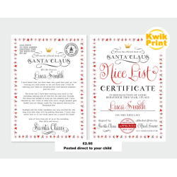 Personalised Santa Letter and Nice List Certificate